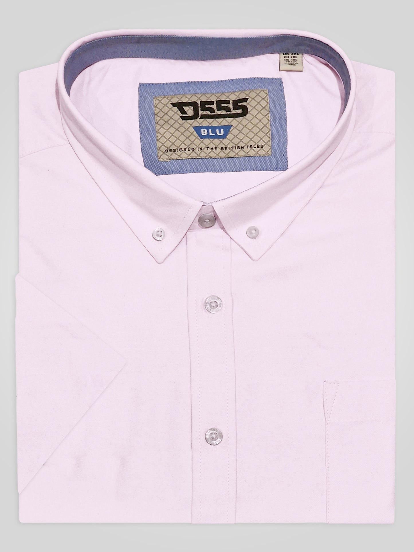 JAMES -D555 Pink Classic Oxford Short Sleeve Button Down Shirt with Pocket