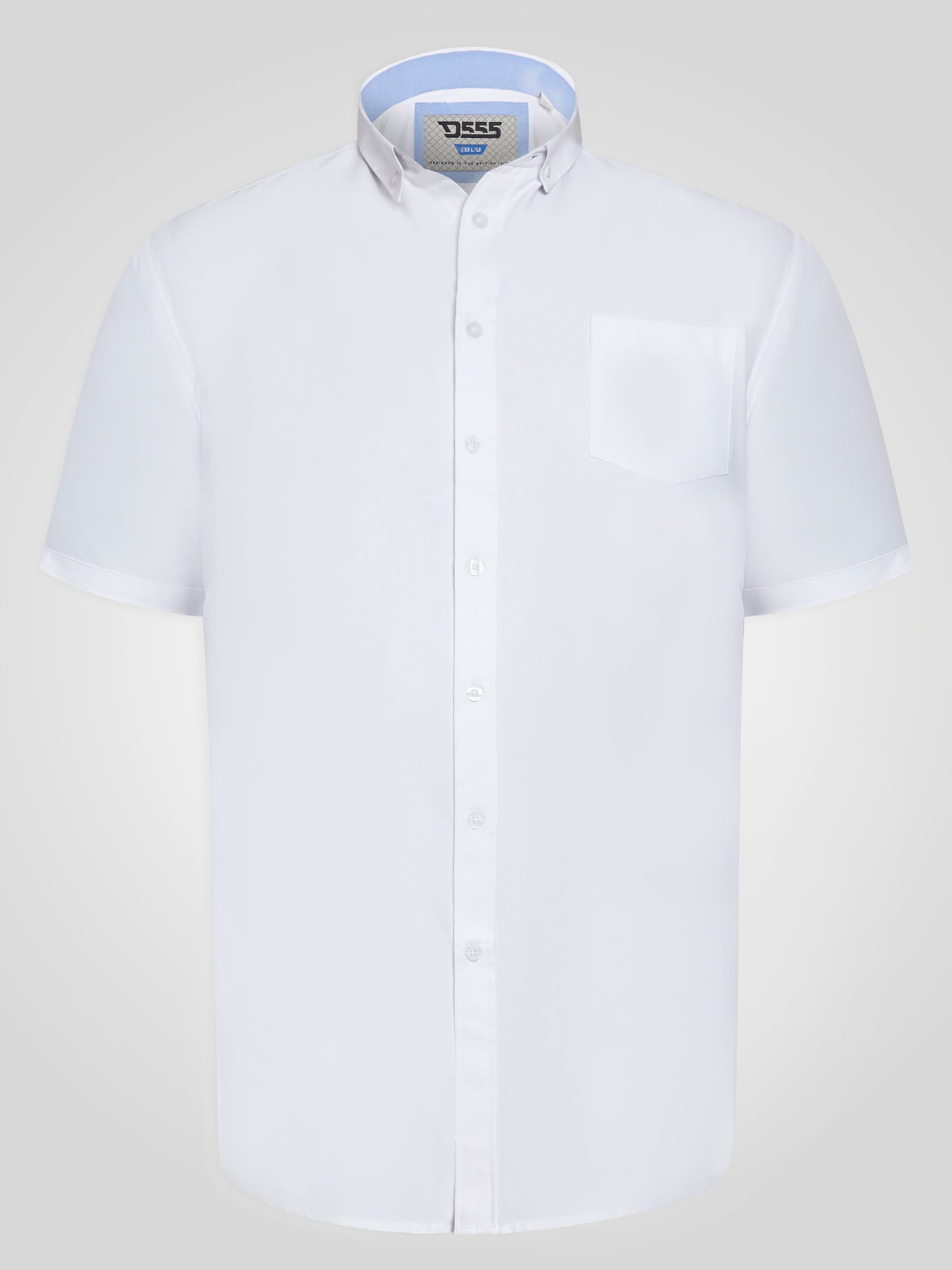 JAMES -D555 White Classic Oxford Short Sleeve Button Down Shirt with Pocket