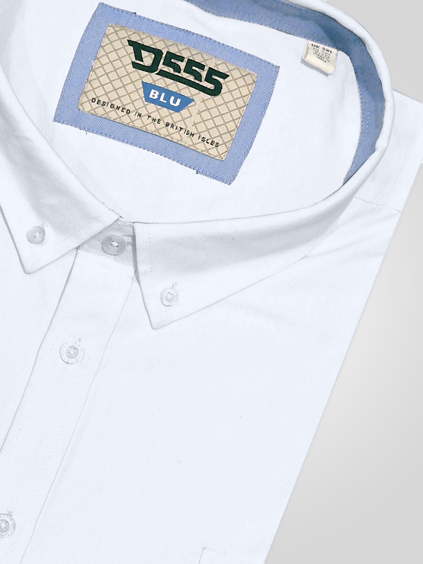 JAMES -D555 White Classic Oxford Short Sleeve Button Down Shirt with Pocket