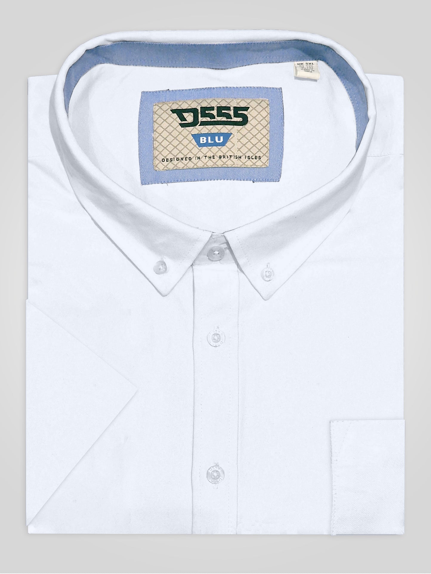JAMES -D555 White Classic Oxford Short Sleeve Button Down Shirt with Pocket