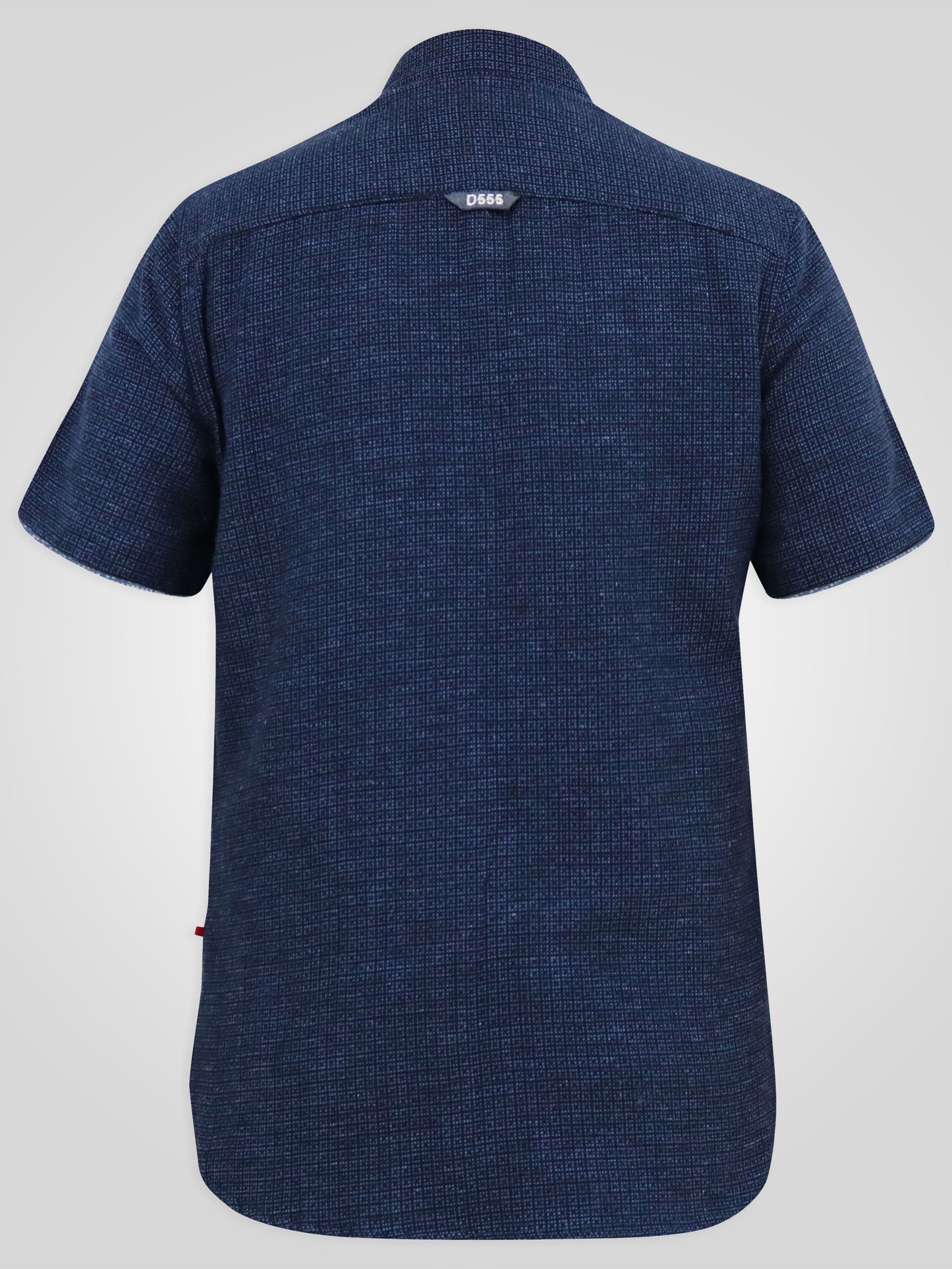 GIRTON -D555 Navy Blue Linen Mix Woven Pattern Short Sleeve Shirt