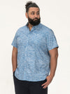 TORQUAY -D555 Blue Wave All Over Print Short Sleeve Button Down Collar Shirt
