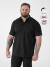 LUCAS -D555 Black Ultimate Stain Resist Non Iron Short Sleeve Stretch Shirt