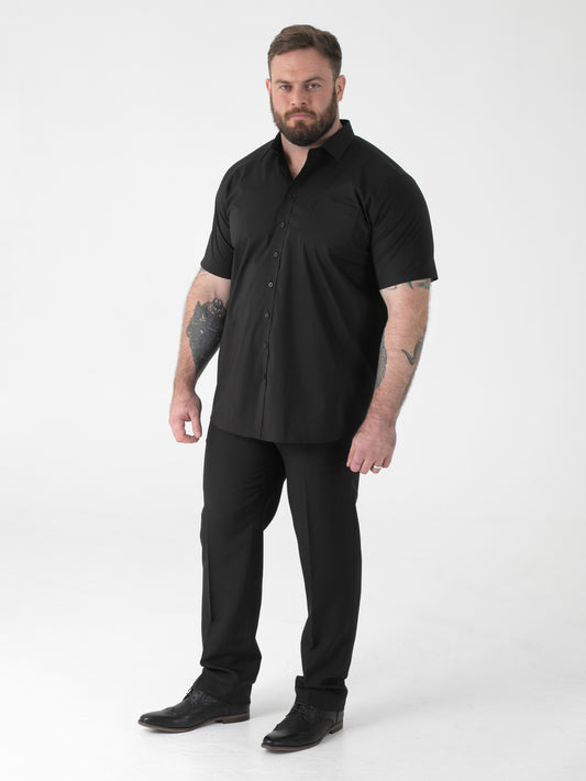 LUCAS -D555 Black Ultimate Stain Resist Non Iron Short Sleeve Stretch Shirt
