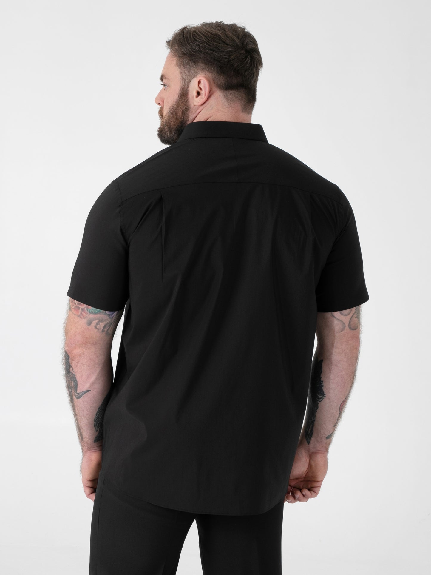LUCAS -D555 Black Ultimate Stain Resist Non Iron Short Sleeve Stretch Shirt