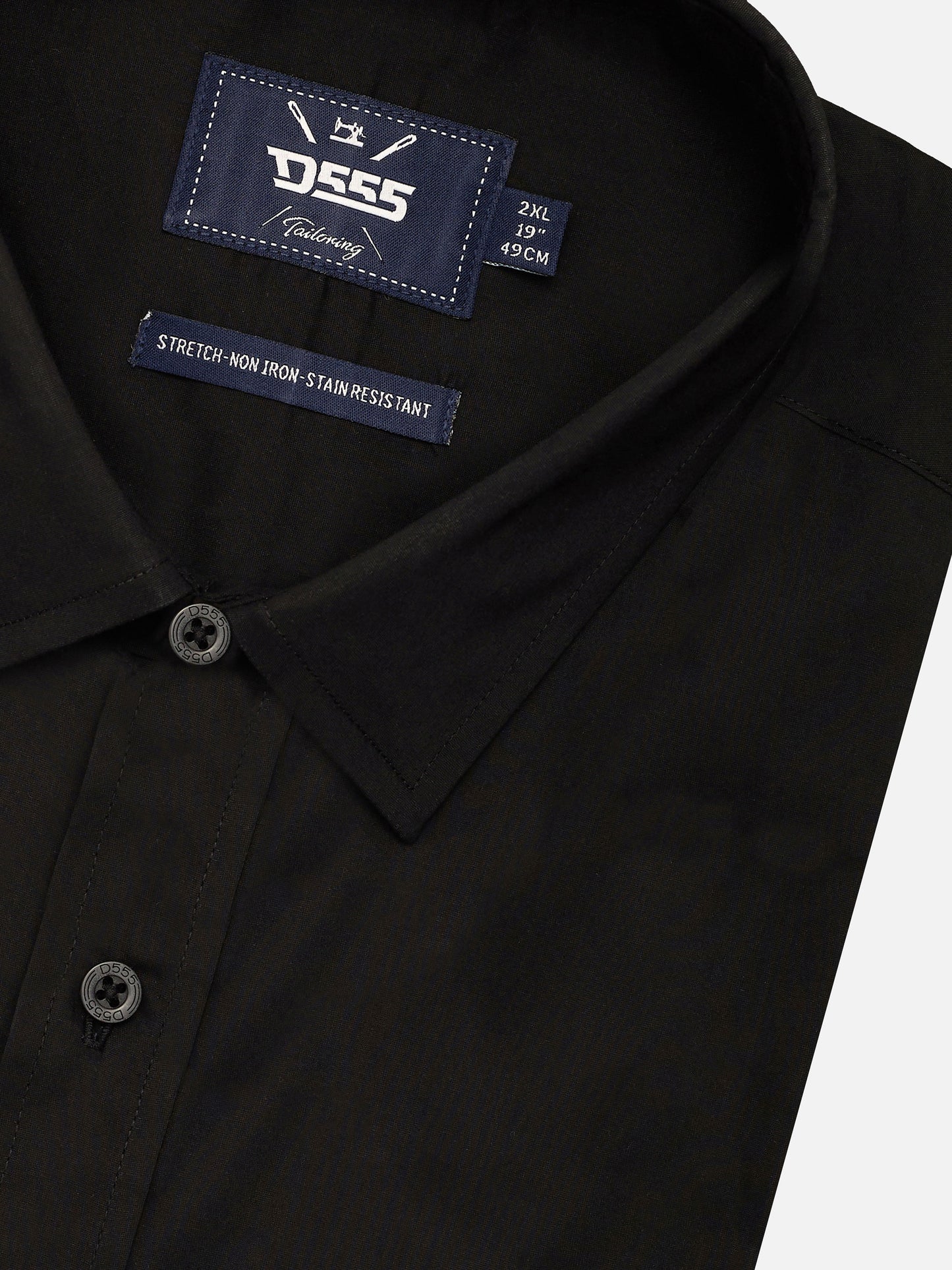 LUCAS -D555 Black Ultimate Stain Resist Non Iron Short Sleeve Stretch Shirt