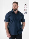 LUCAS -D555 Navy Blue Ultimate Stain Resist Non Iron Short Sleeve Stretch Shirt