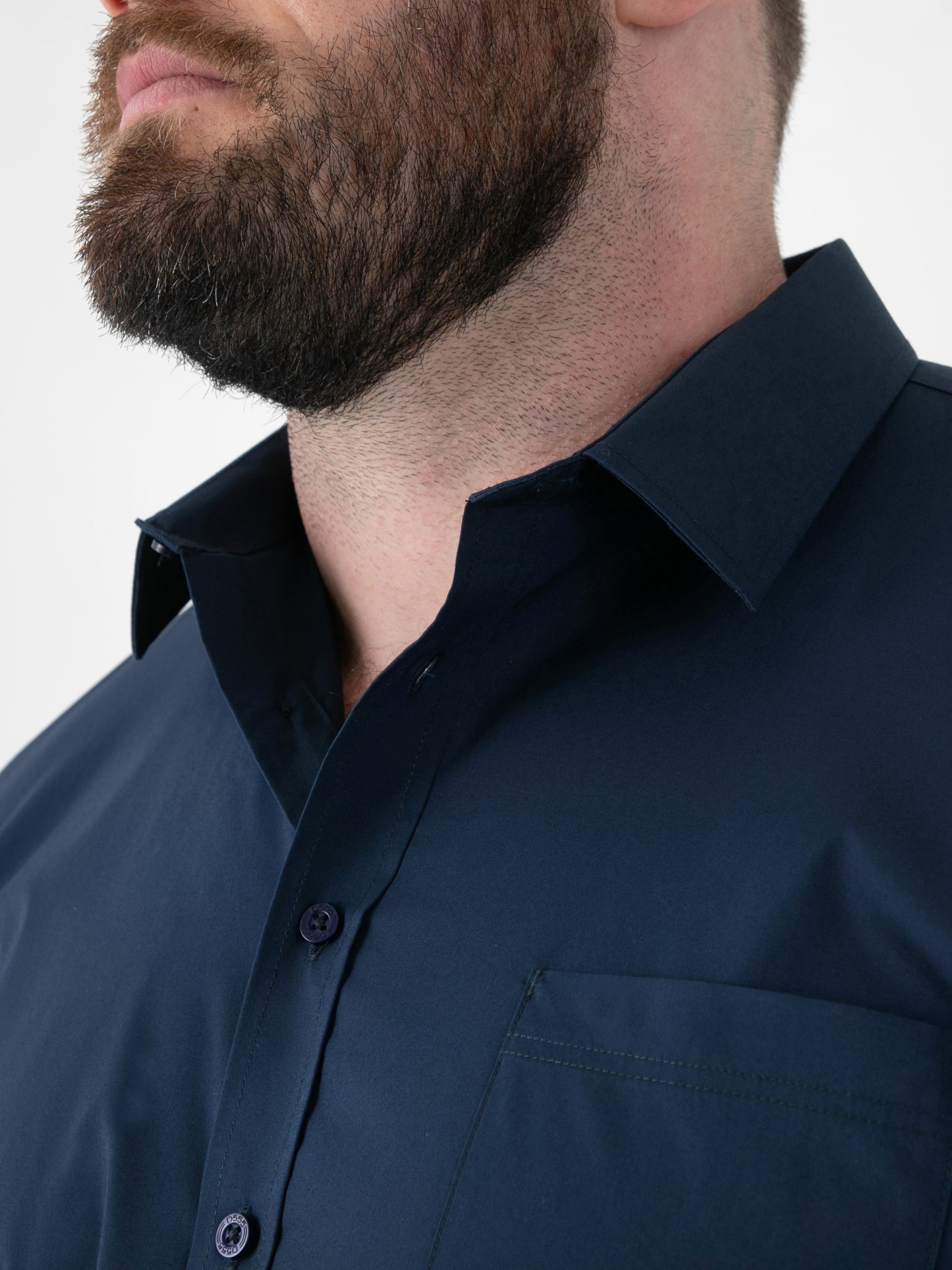 LUCAS -D555 Navy Blue Ultimate Stain Resist Non Iron Short Sleeve Stretch Shirt
