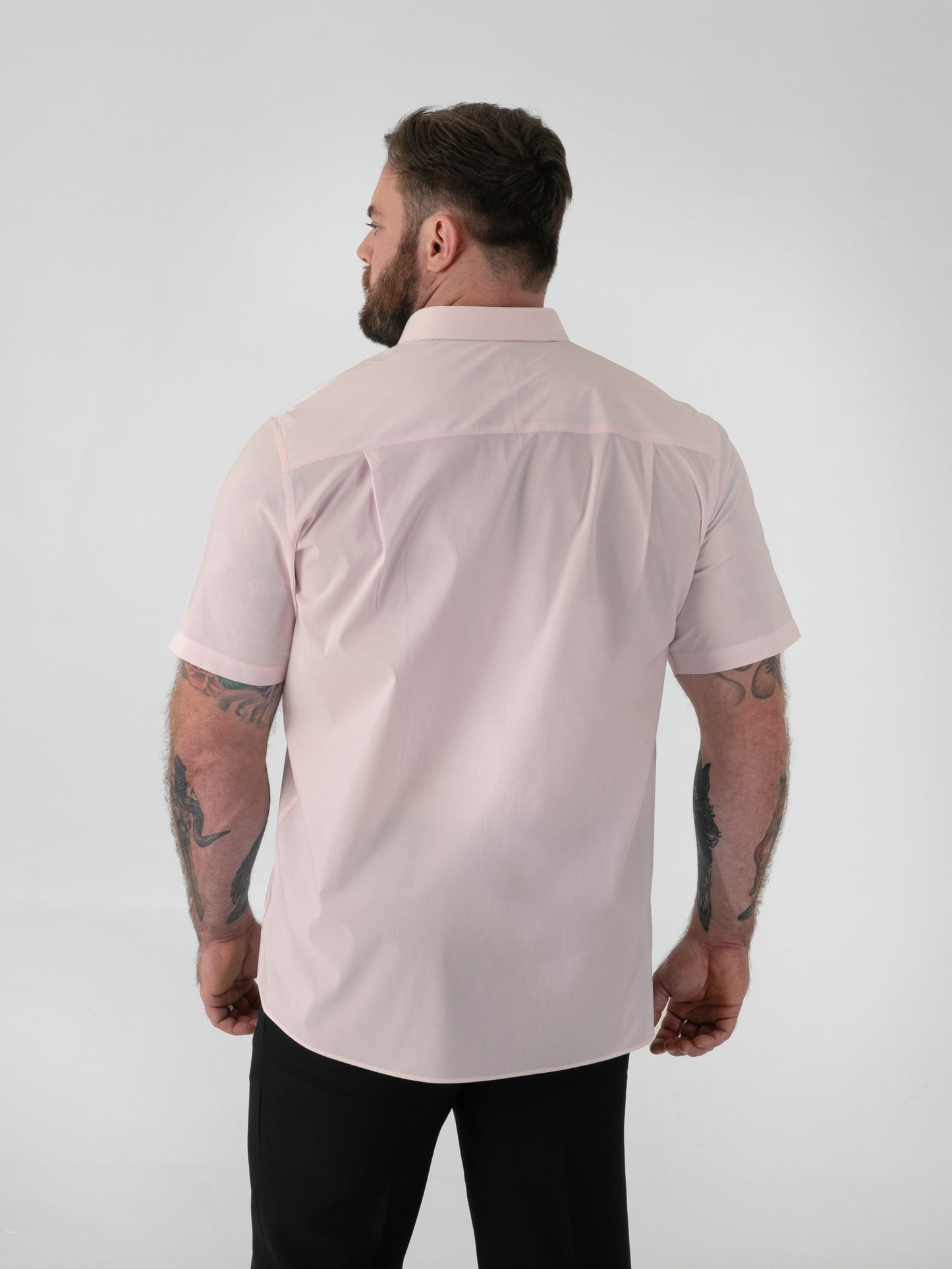 LUCAS -D555 Pink Ultimate Stain Resist Non Iron Short Sleeve Stretch Shirt