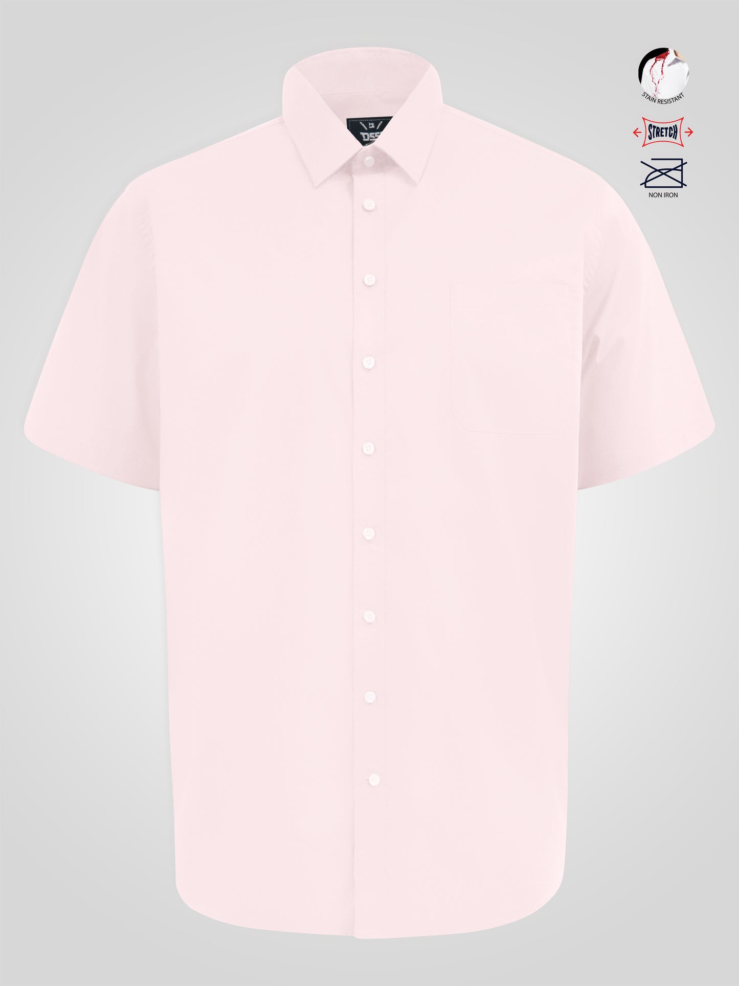 LUCAS -D555 Pink Ultimate Stain Resist Non Iron Short Sleeve Stretch Shirt