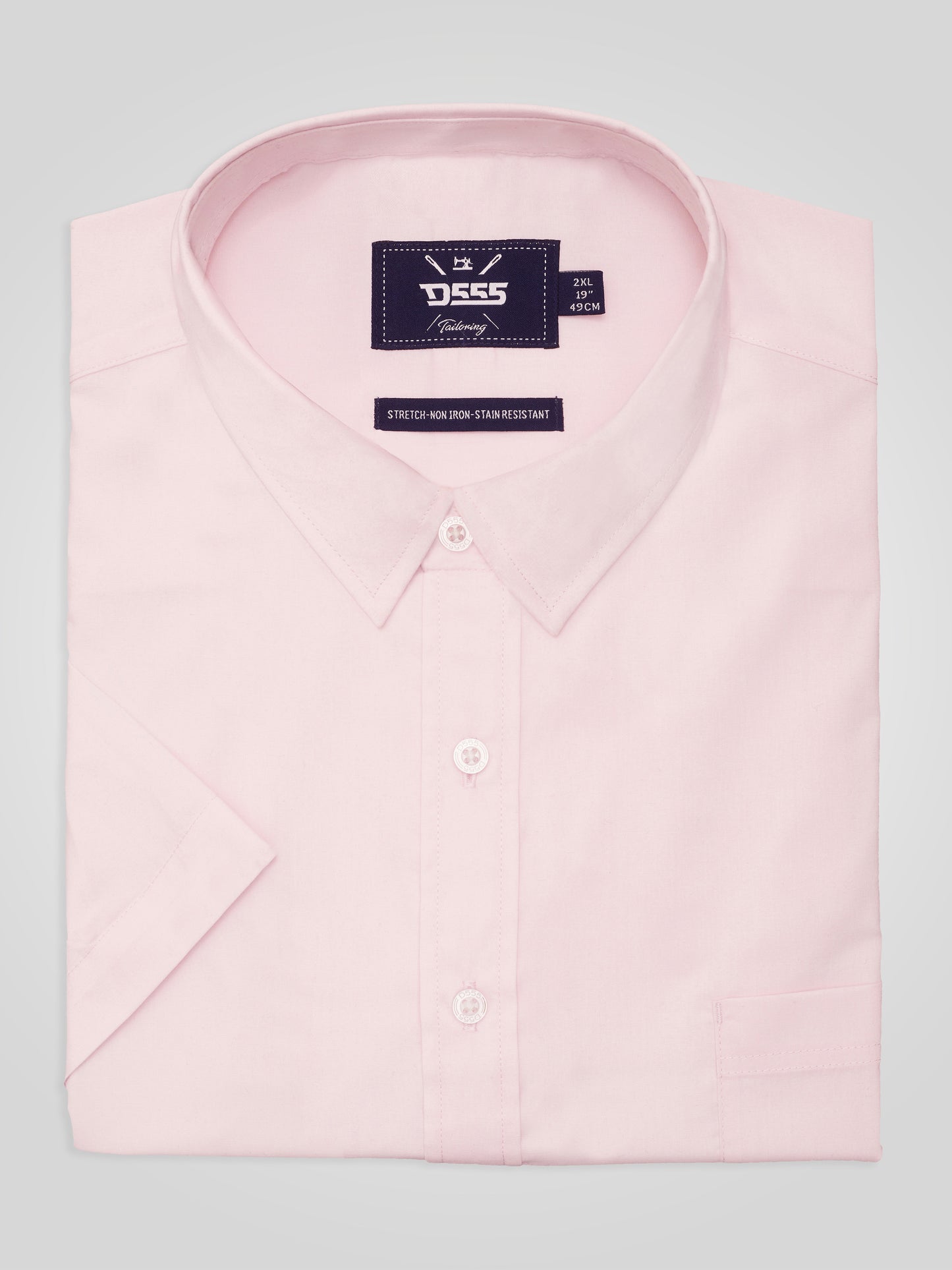LUCAS -D555 Pink Ultimate Stain Resist Non Iron Short Sleeve Stretch Shirt