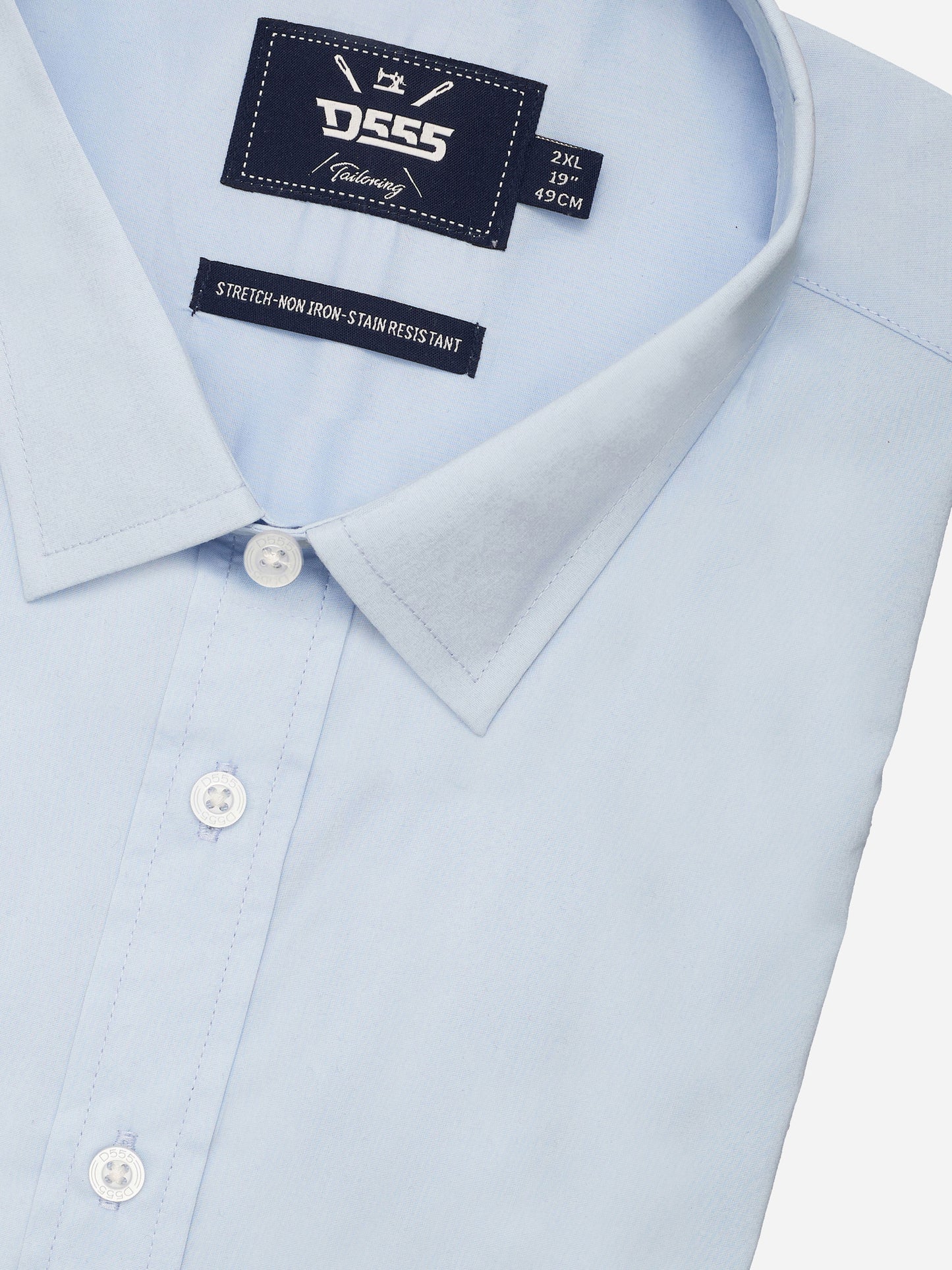 LUCAS -D555 Sky Blue Ultimate Stain Resist Non Iron Short Sleeve Stretch Shirt