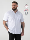 LUCAS -D555 White Ultimate Stain Resist Non Iron Short Sleeve Stretch Shirt