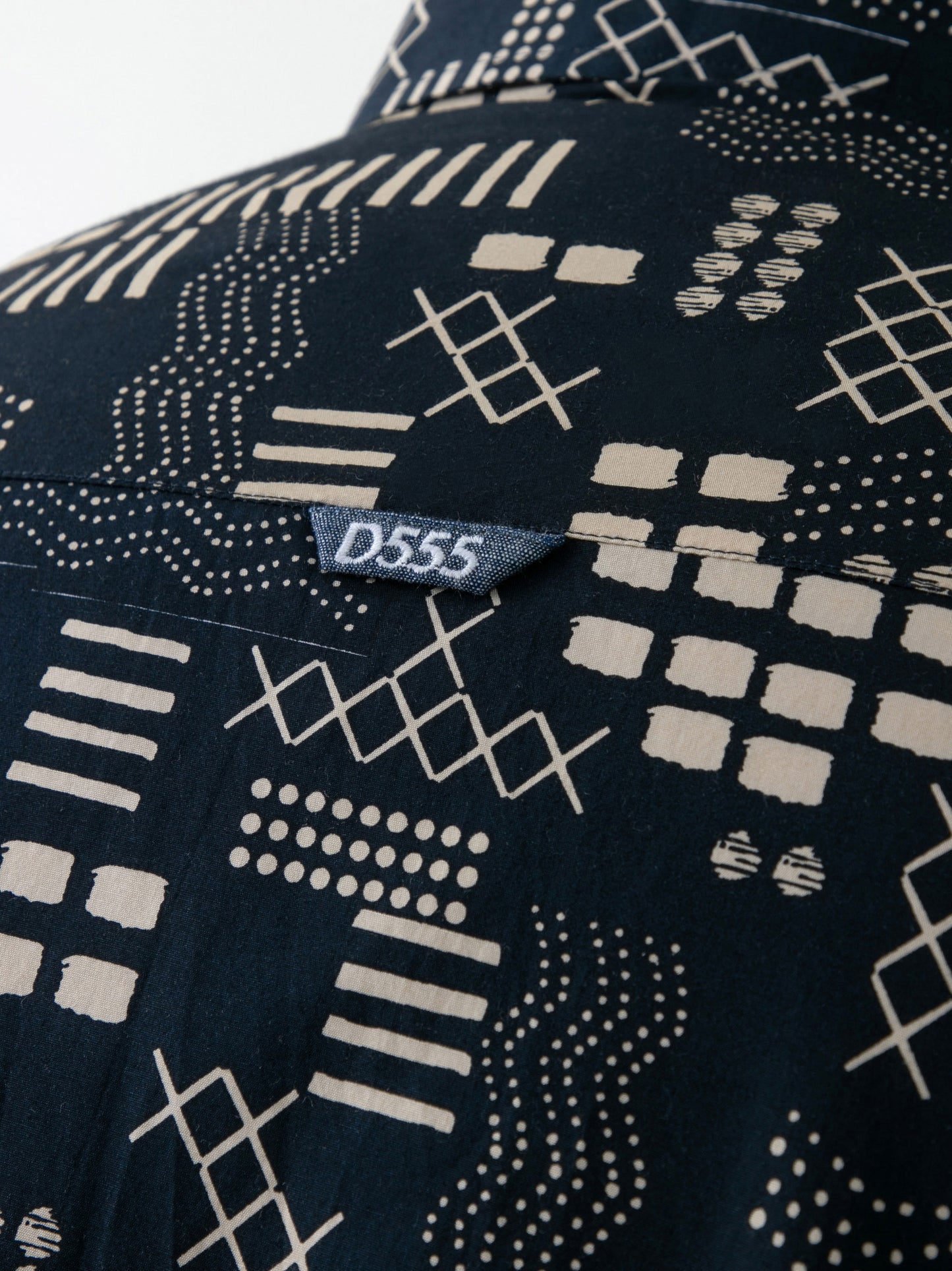 RICK -D555 Navy Blue Geometric Print Short Sleeve Button Down Collar Shirt