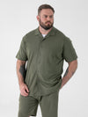 CONNOR 1 -D555 Khaki Green Stretch Cuban Collar Short Sleeve Resort Shirt