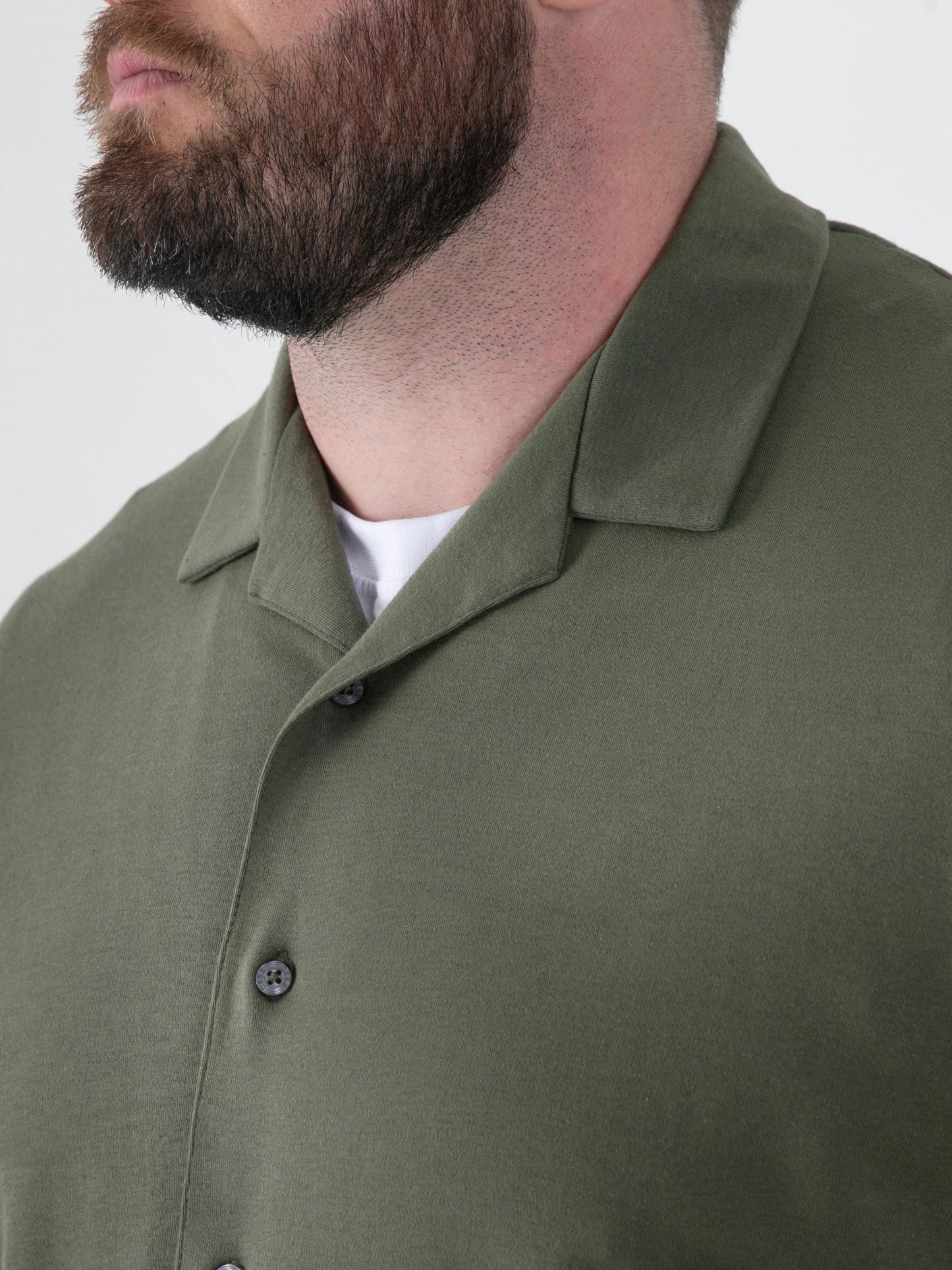 CONNOR 1 -D555 Khaki Green Stretch Cuban Collar Short Sleeve Resort Shirt