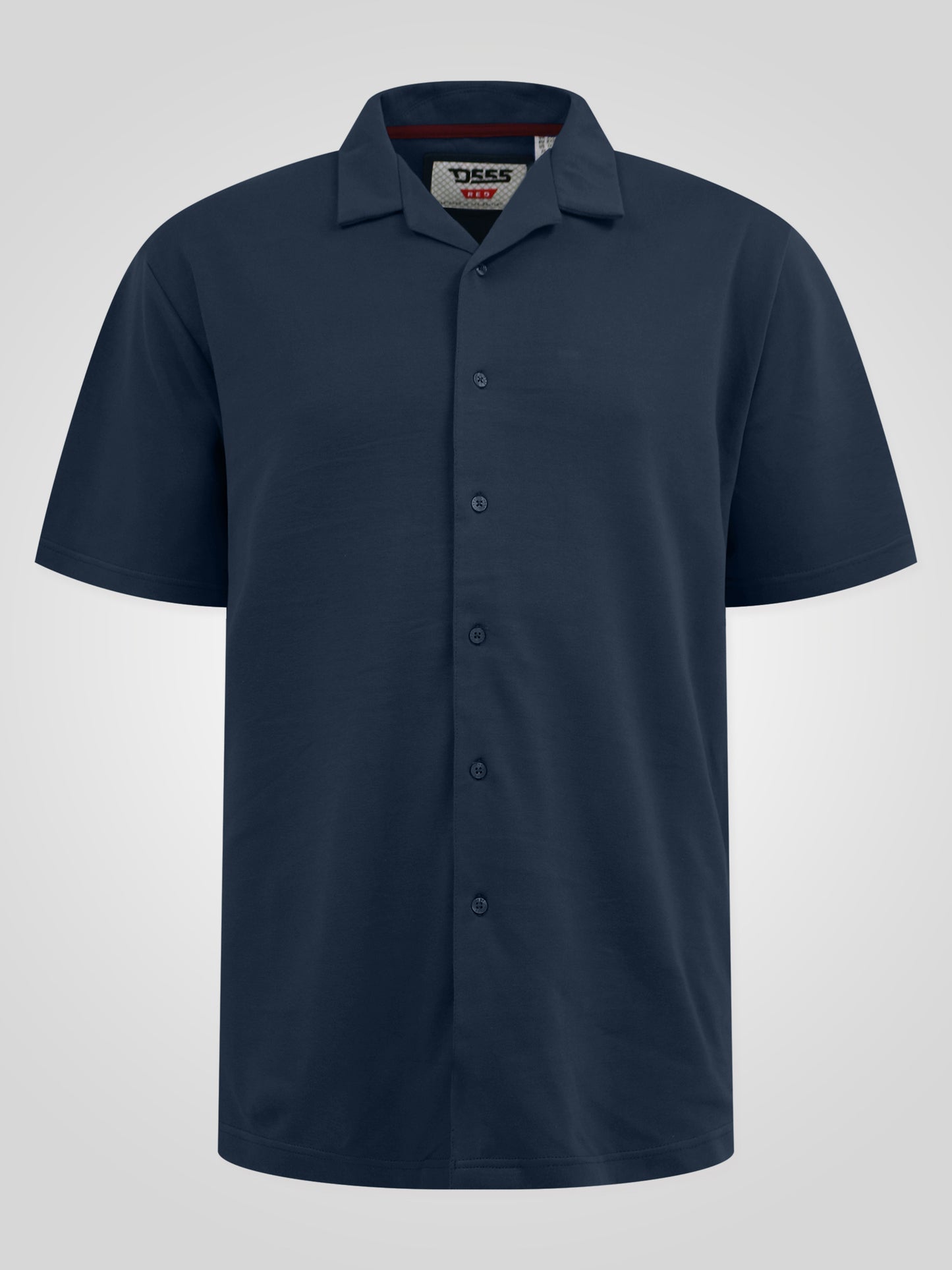 CONNOR 2 -D555 Navy Blue Stretch Cuban Collar Short Sleeve Resort Shirt