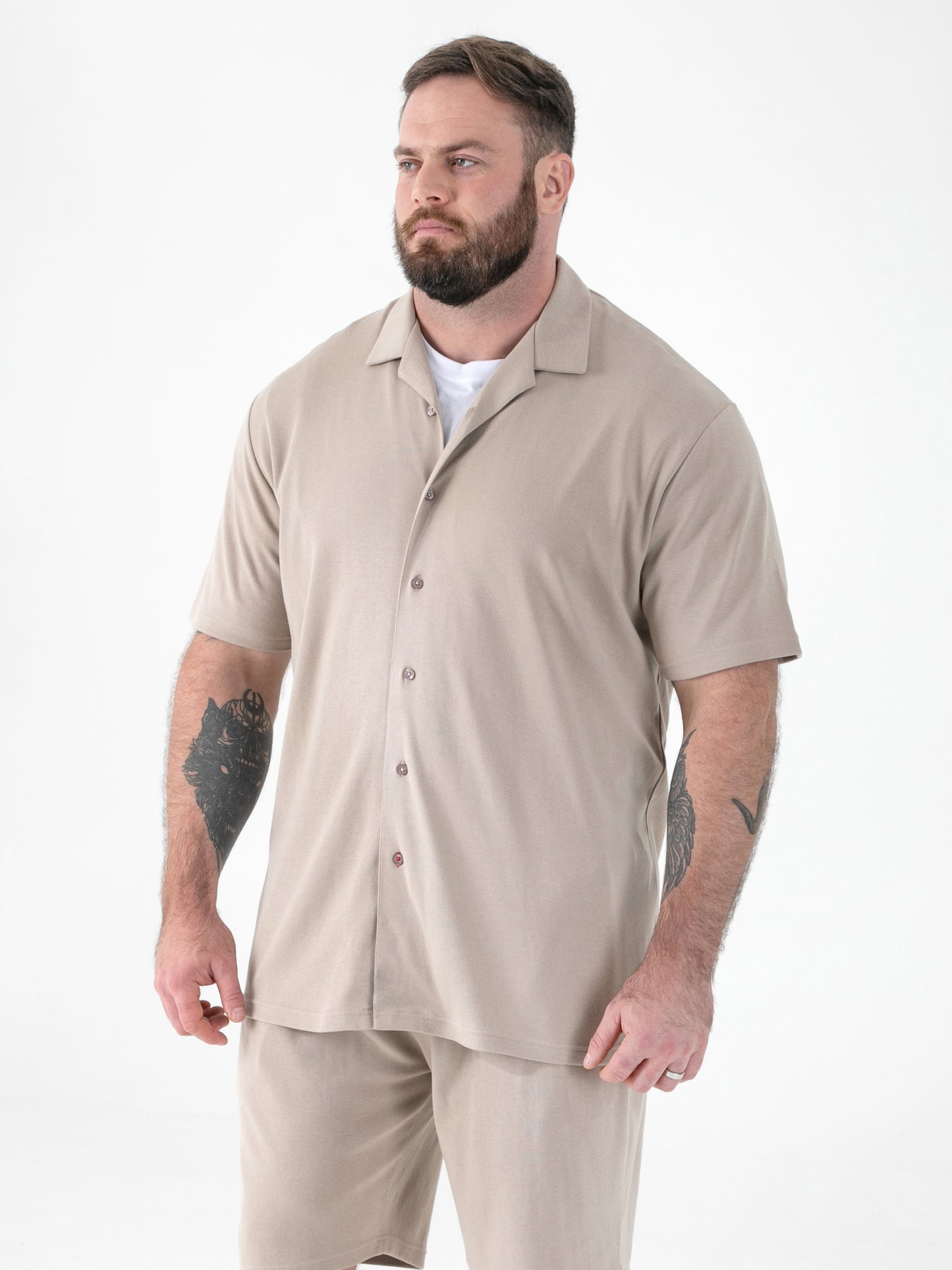 CONNOR 3 -D555 Stone Stretch Cuban Collar Short Sleeve Resort Shirt