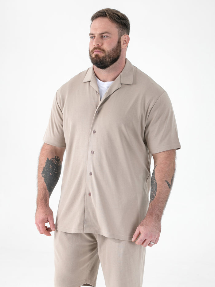 CONNOR 3 -D555 Stone Stretch Cuban Collar Short Sleeve Resort Shirt