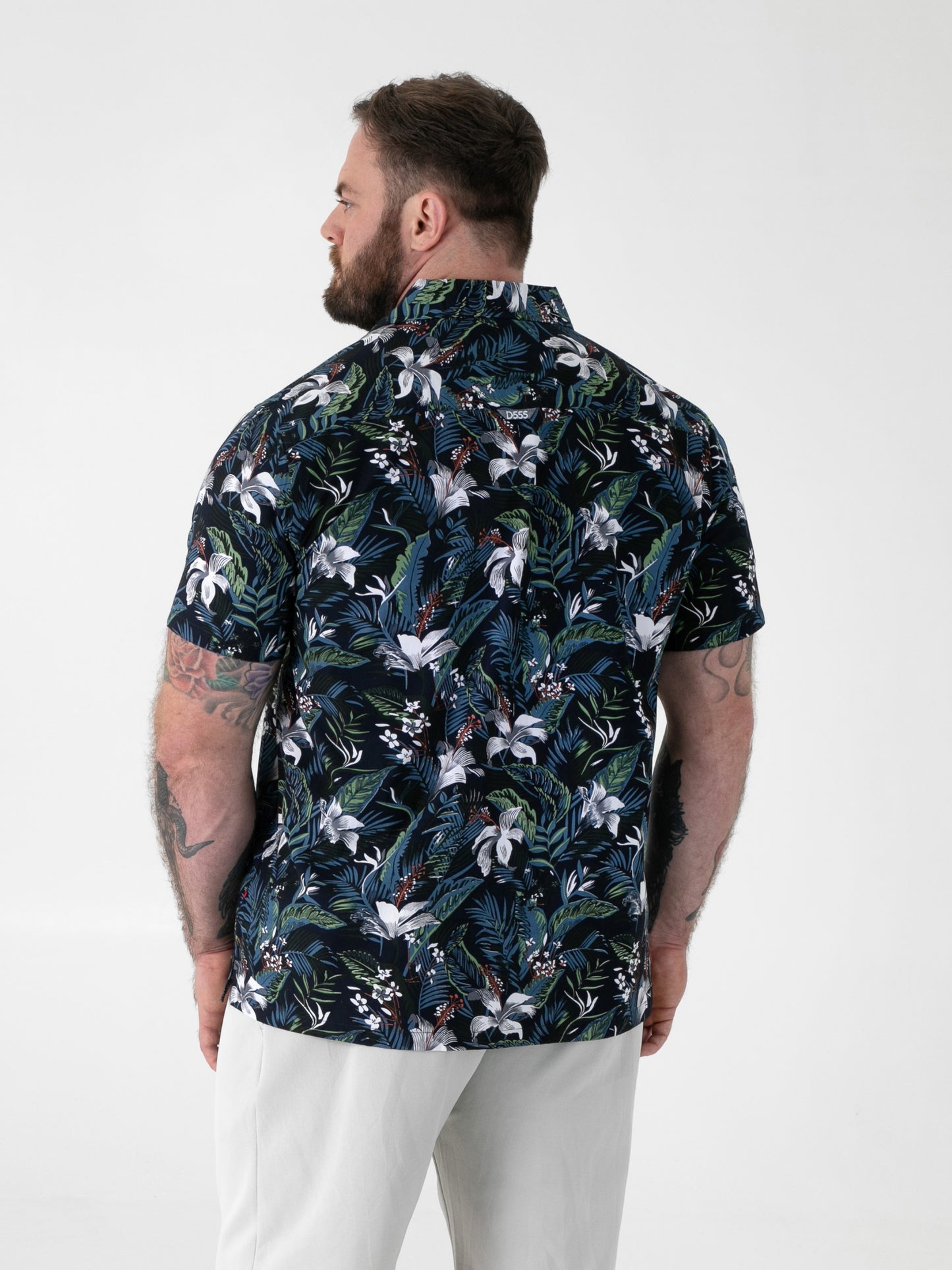 CORDEN -D555 Blue Hawaiian Printed Cuban Collar Short Sleeve Resort Shirt