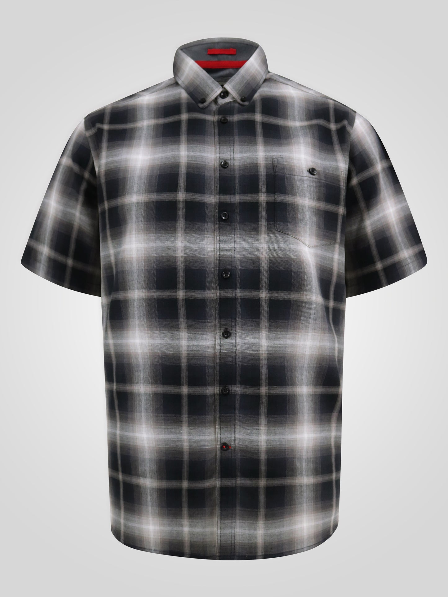 HOLDEN -D555 Black Check Button Down Collar Short Sleeve Shirt With Pocket