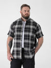 HOLDEN -D555 Black Check Button Down Collar Short Sleeve Shirt With Pocket