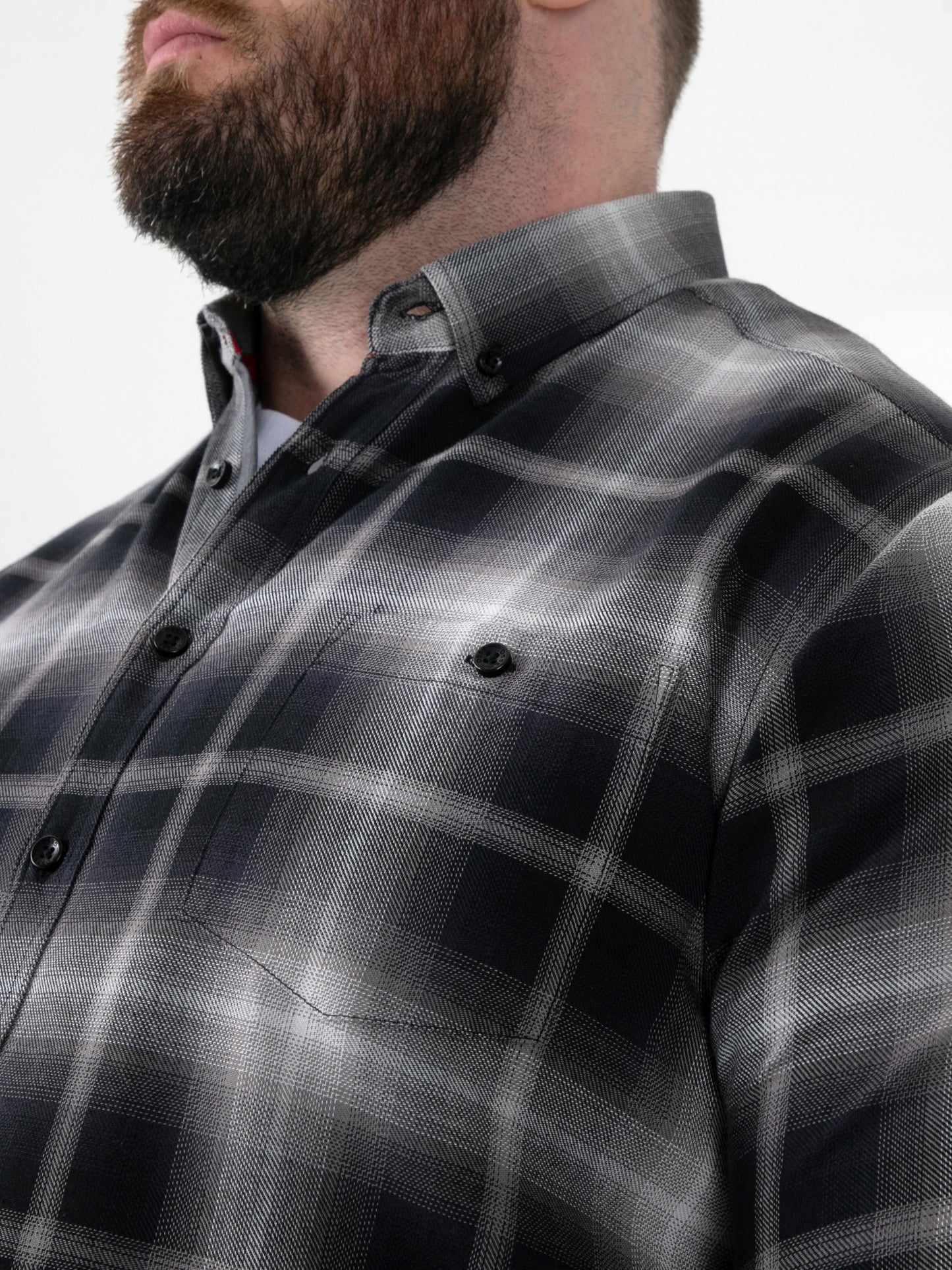 HOLDEN -D555 Black Check Button Down Collar Short Sleeve Shirt With Pocket