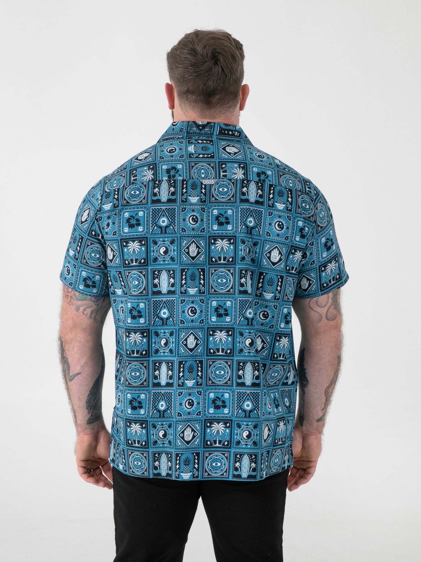 HAWKINS -D555 Teal Green Cuban Collar Short Sleeve Resort Shirt