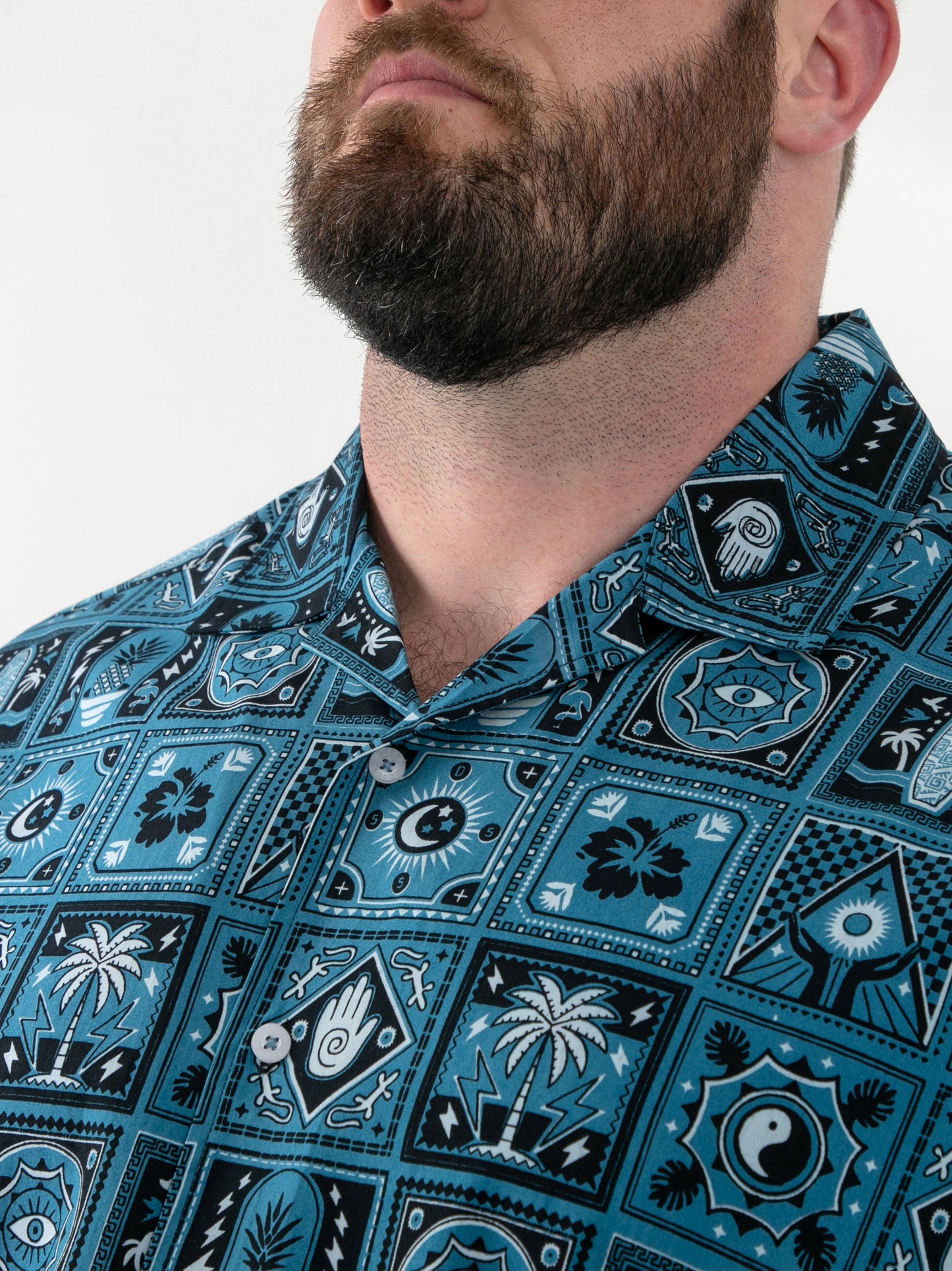 HAWKINS -D555 Teal Green Cuban Collar Short Sleeve Resort Shirt