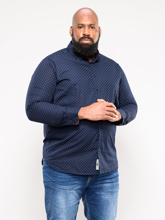 AUGUSTA -D555 Dark Navy Blue Long Sleeve All Over Printed Shirt