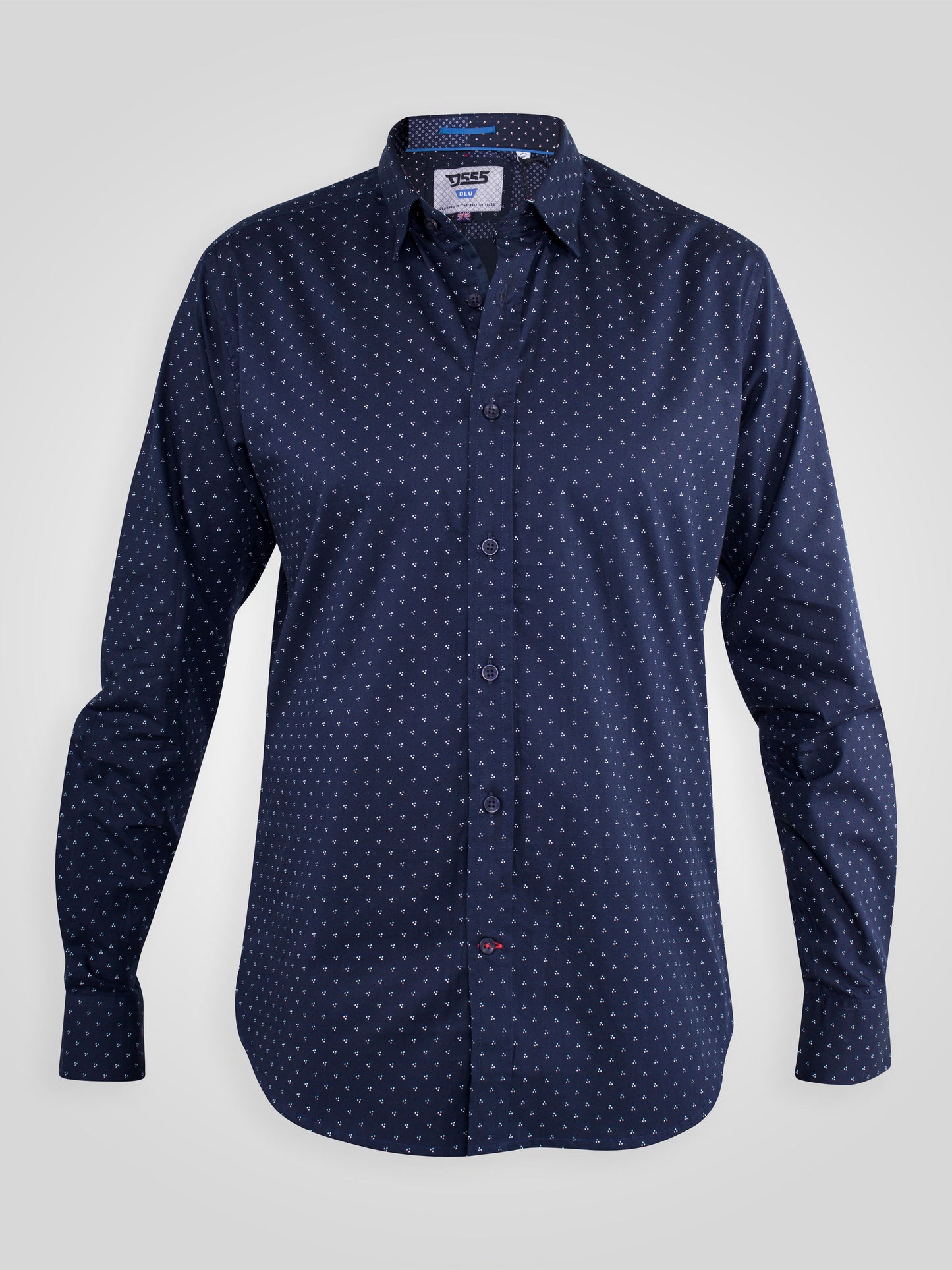 AUGUSTA -D555 Dark Navy Blue Long Sleeve All Over Printed Shirt
