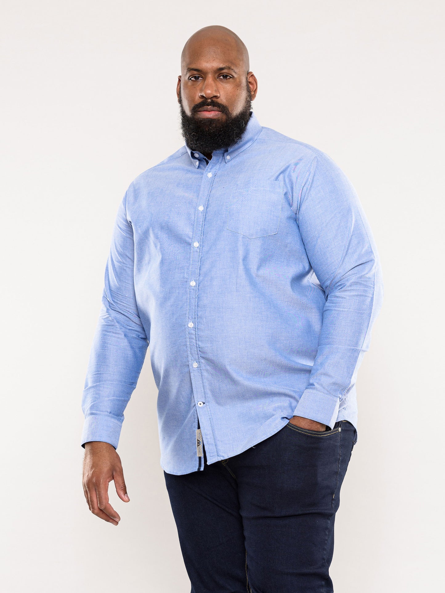 CLARENCE 1 -D555 Sky Blue Long Sleeve Buttoned Down Oxford Shirt