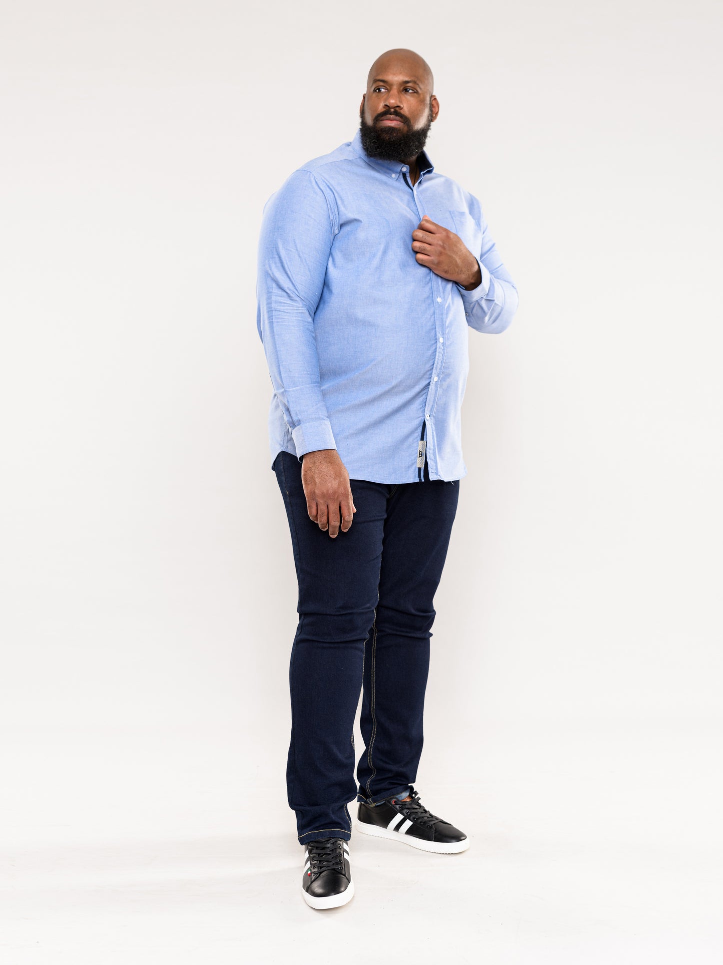 CLARENCE 1 -D555 Sky Blue Long Sleeve Buttoned Down Oxford Shirt