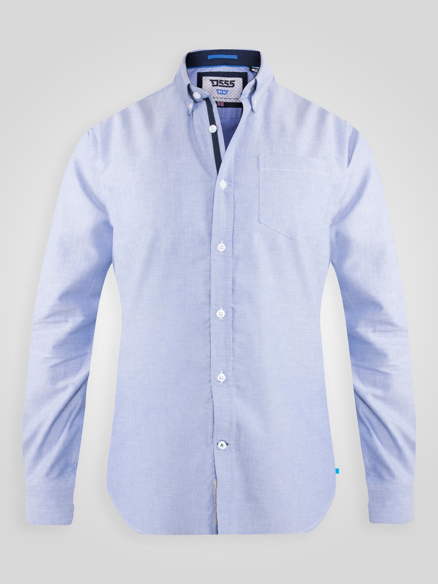 CLARENCE 1 -D555 Sky Blue Long Sleeve Buttoned Down Oxford Shirt