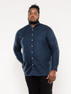 CLARENCE 2 -D555 Navy Blue Long Sleeve Buttoned Down Oxford Shirt