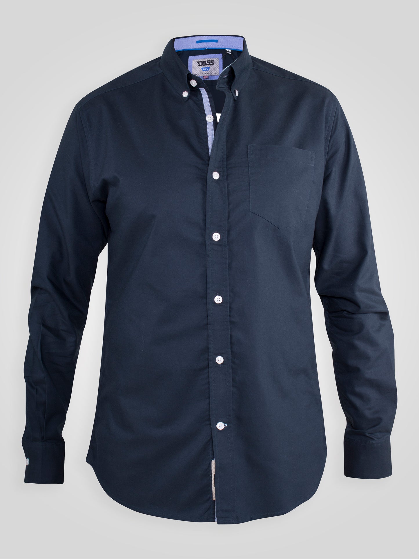 CLARENCE 2 -D555 Navy Blue Long Sleeve Buttoned Down Oxford Shirt