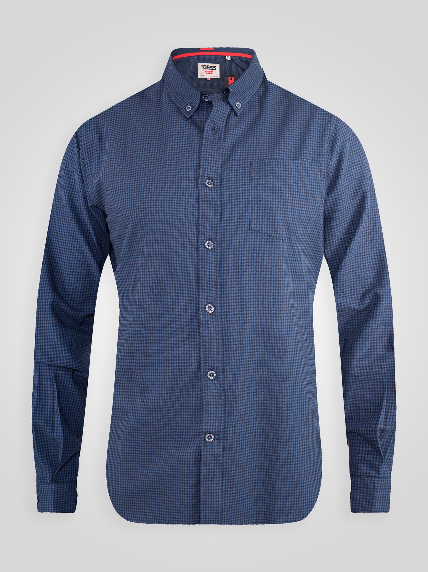 MELBOURNE -D555 Blue Navy Check Long Sleeve Gingham Check Button Down Shirt