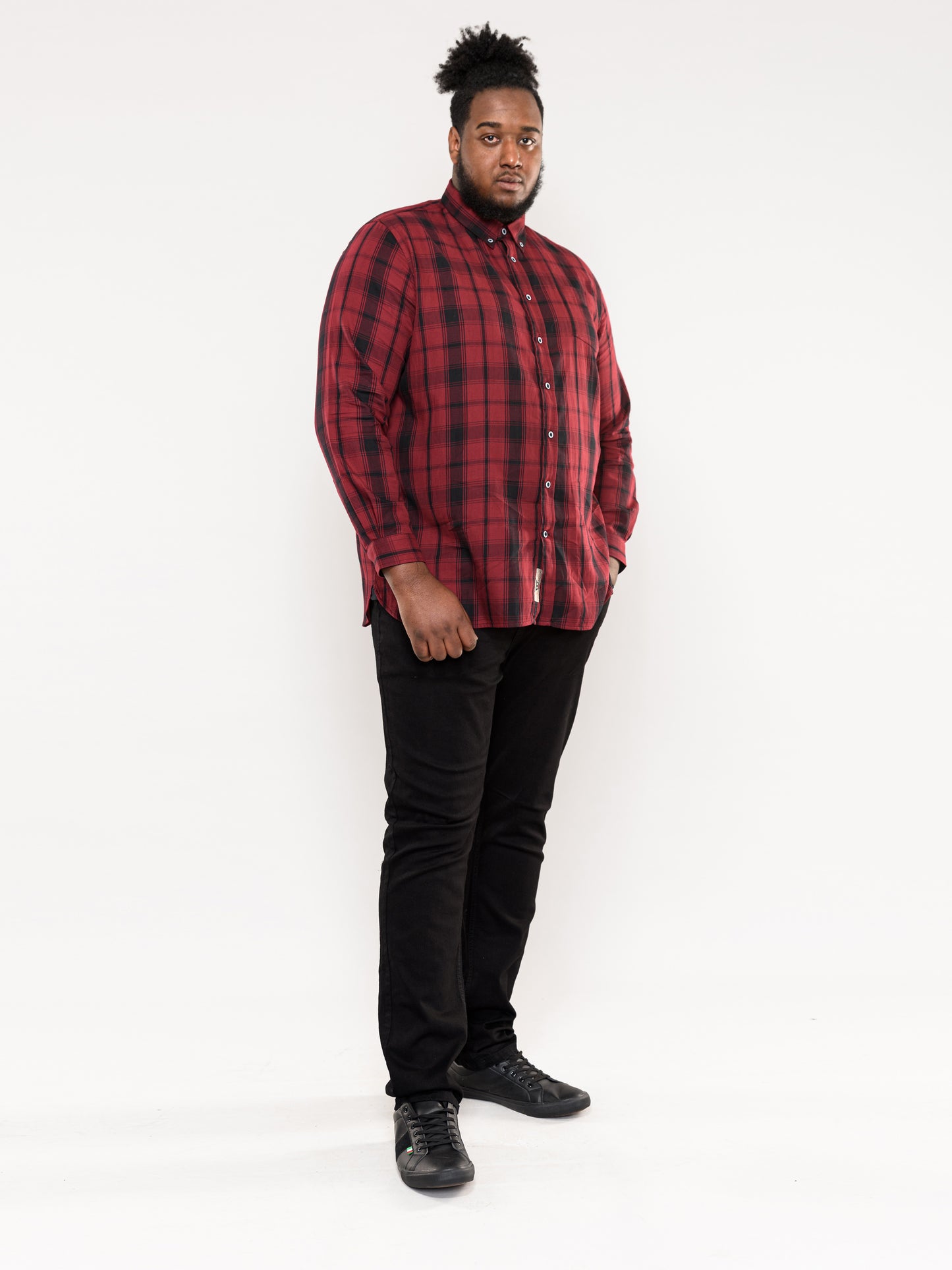 BENALLA -D555 Red Black Check Long Sleeve Check Shirt