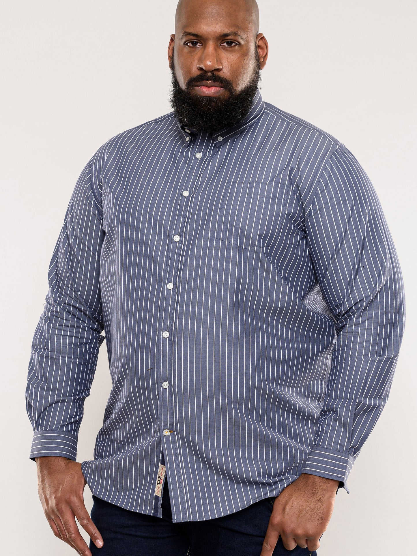 FRANKSTON -D555 Grey Stripe Long Sleeve Stripe Shirt