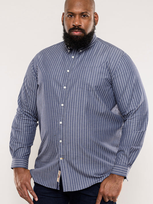 FRANKSTON -D555 Grey Stripe Long Sleeve Stripe Shirt