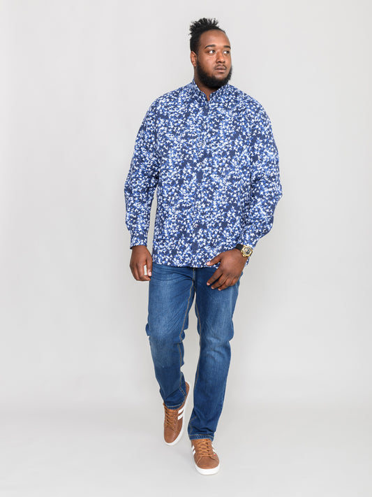 HARROW -D555 Blue Long Sleeve Concealed Button Down Collar Shirt