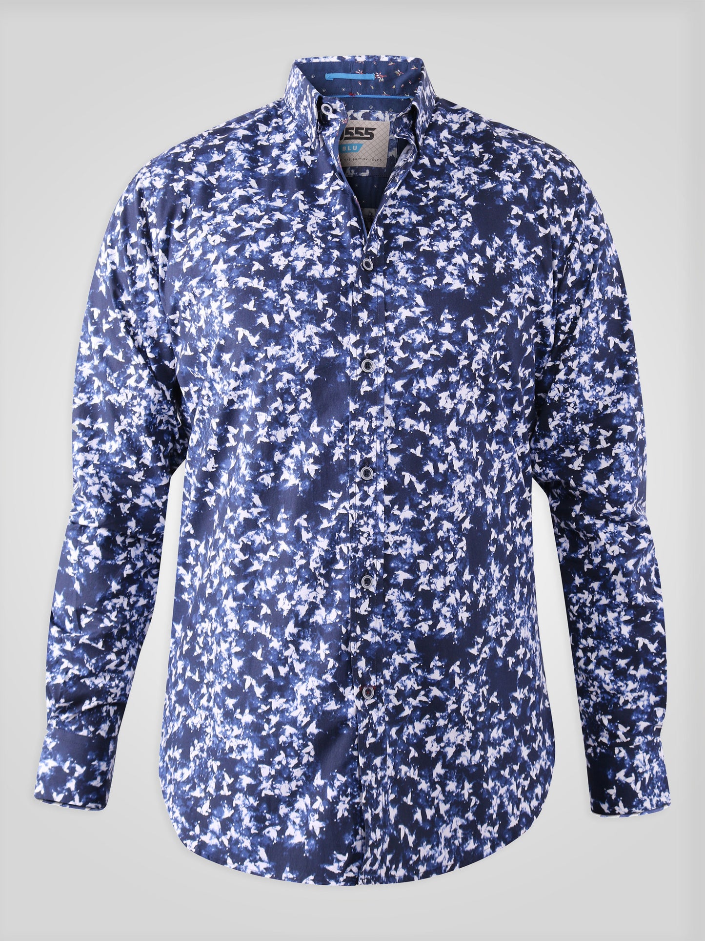 HARROW -D555 Blue Long Sleeve Concealed Button Down Collar Shirt
