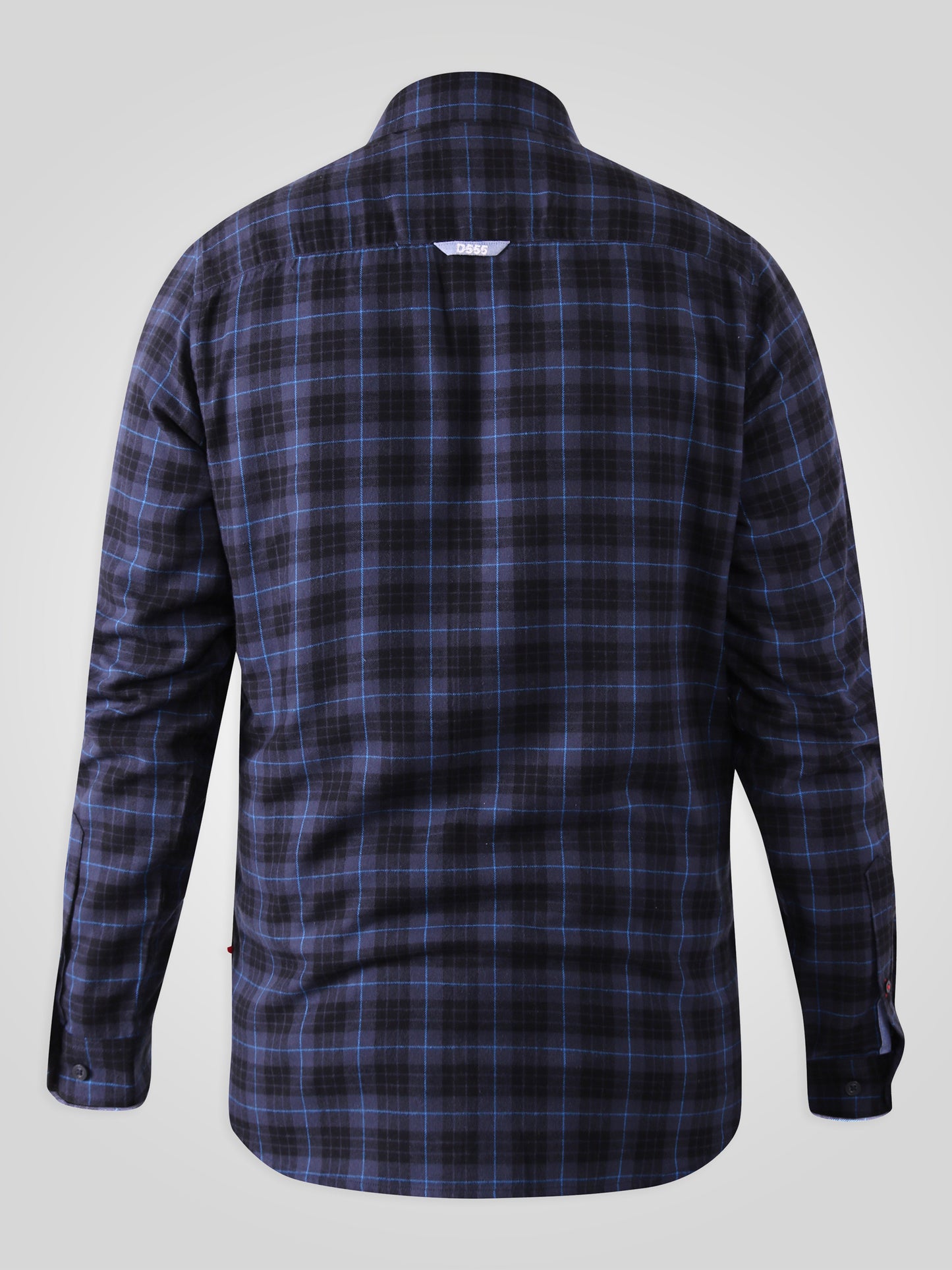 DOVERCOURT -D555 Blue Black Flannel Check Long Sleeve Button Down Collar Shirt