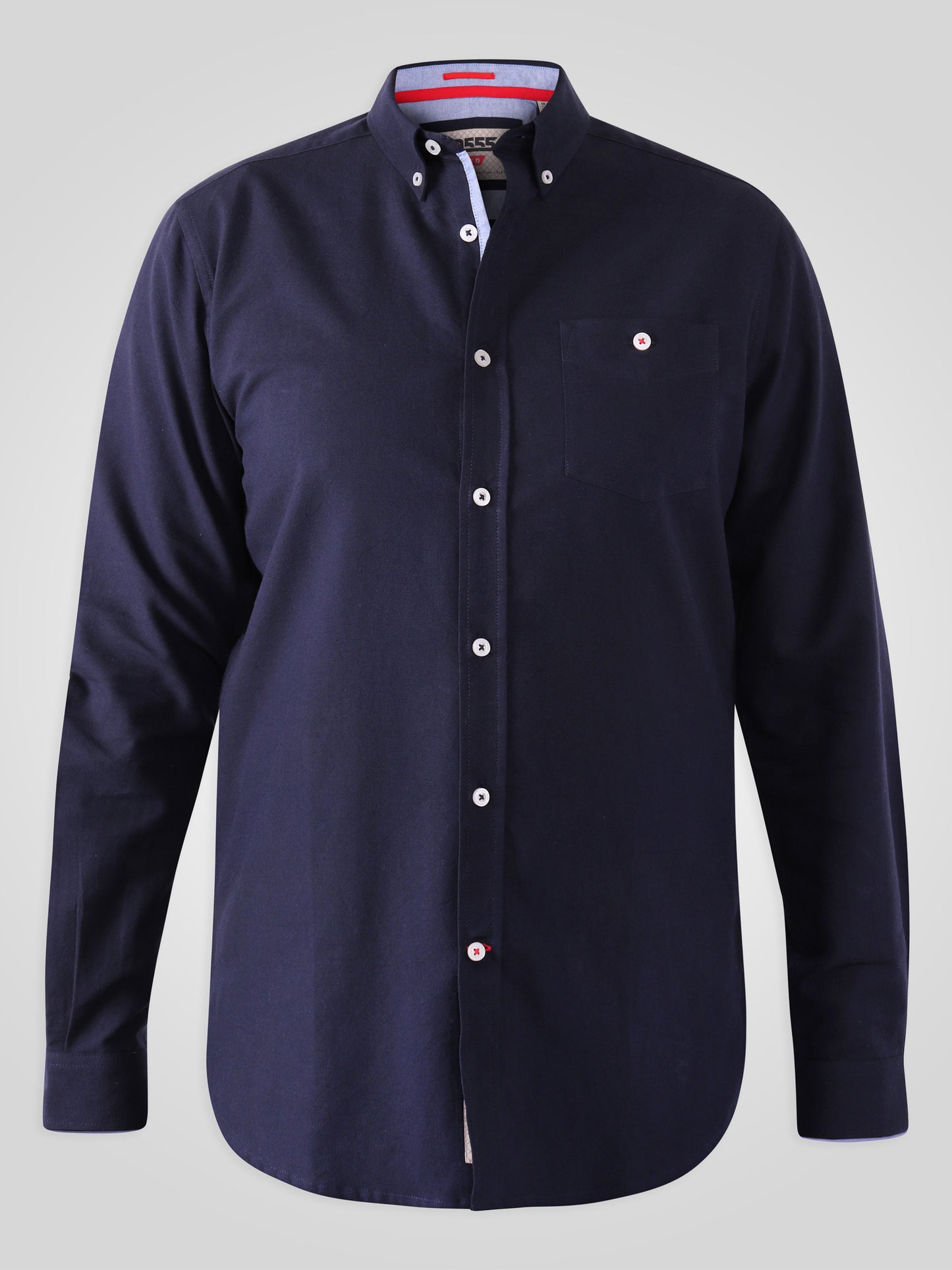 COLCHESTER 1 -D555 Navy Blue Long Sleeve Oxford Shirt with Button Down Collar