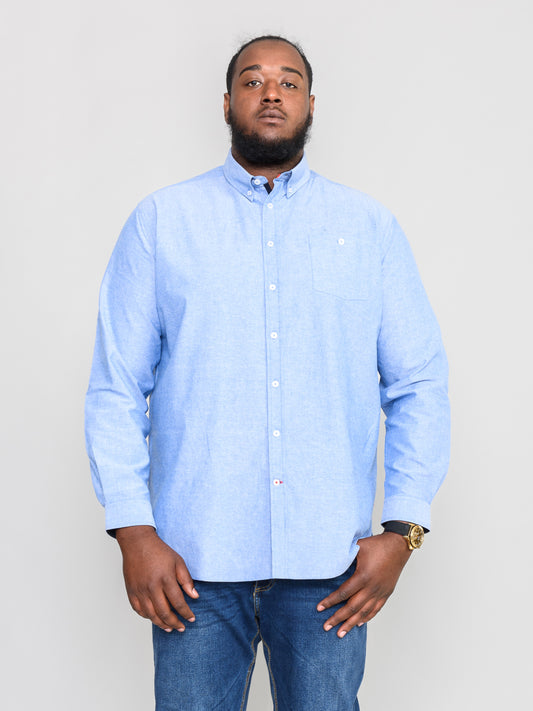 COLCHESTER 2 -D555 Sky Blue Long Sleeve Oxford Shirt with Button Down Collar
