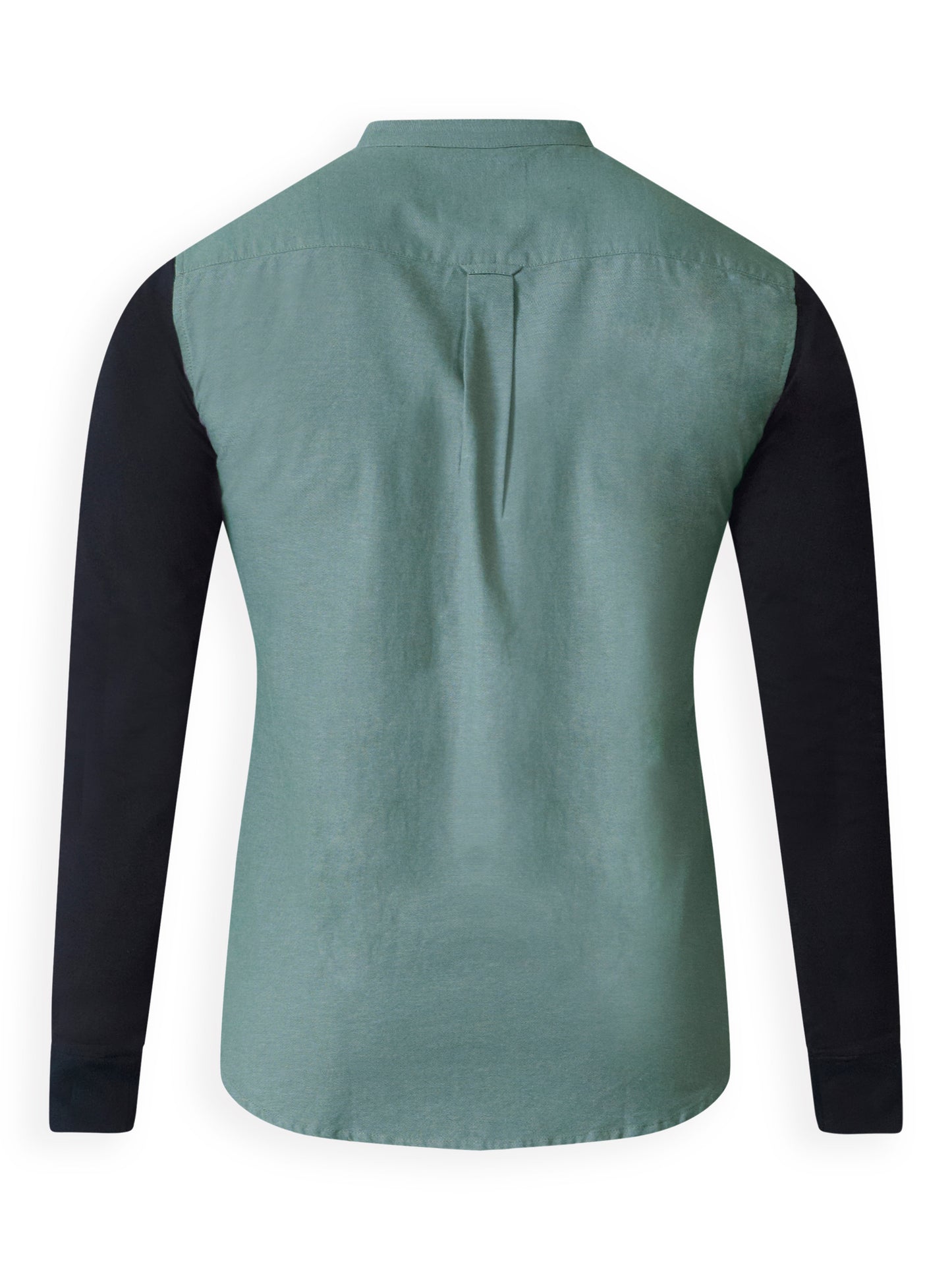 ATKINS -D555 Khaki Green Long Sleeve Couture Grandad Shirt with Jersey Sleeves