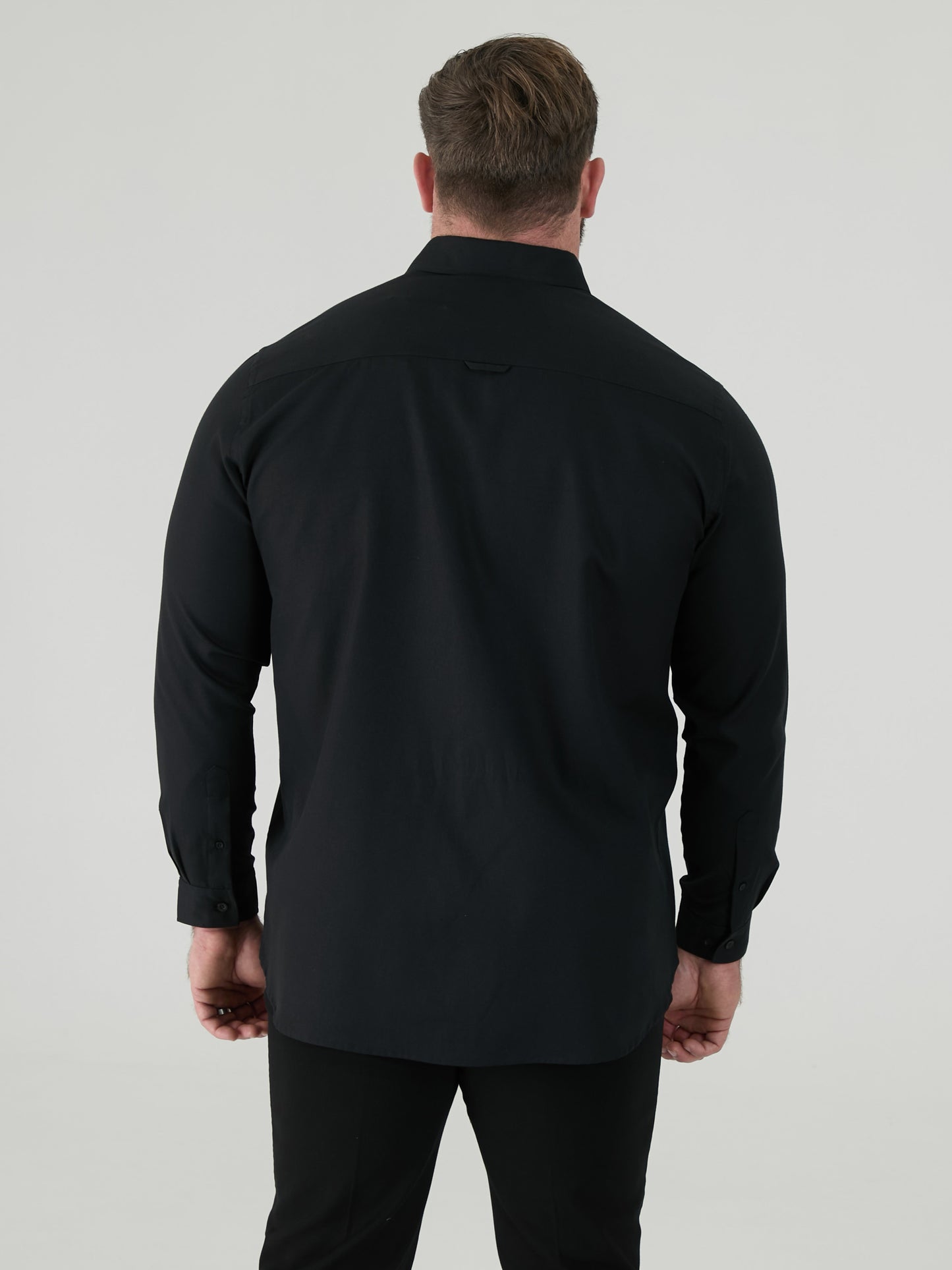 RICHARD -D555 Black Classic Oxford Long Sleeve Button Down Shirt with Pocket