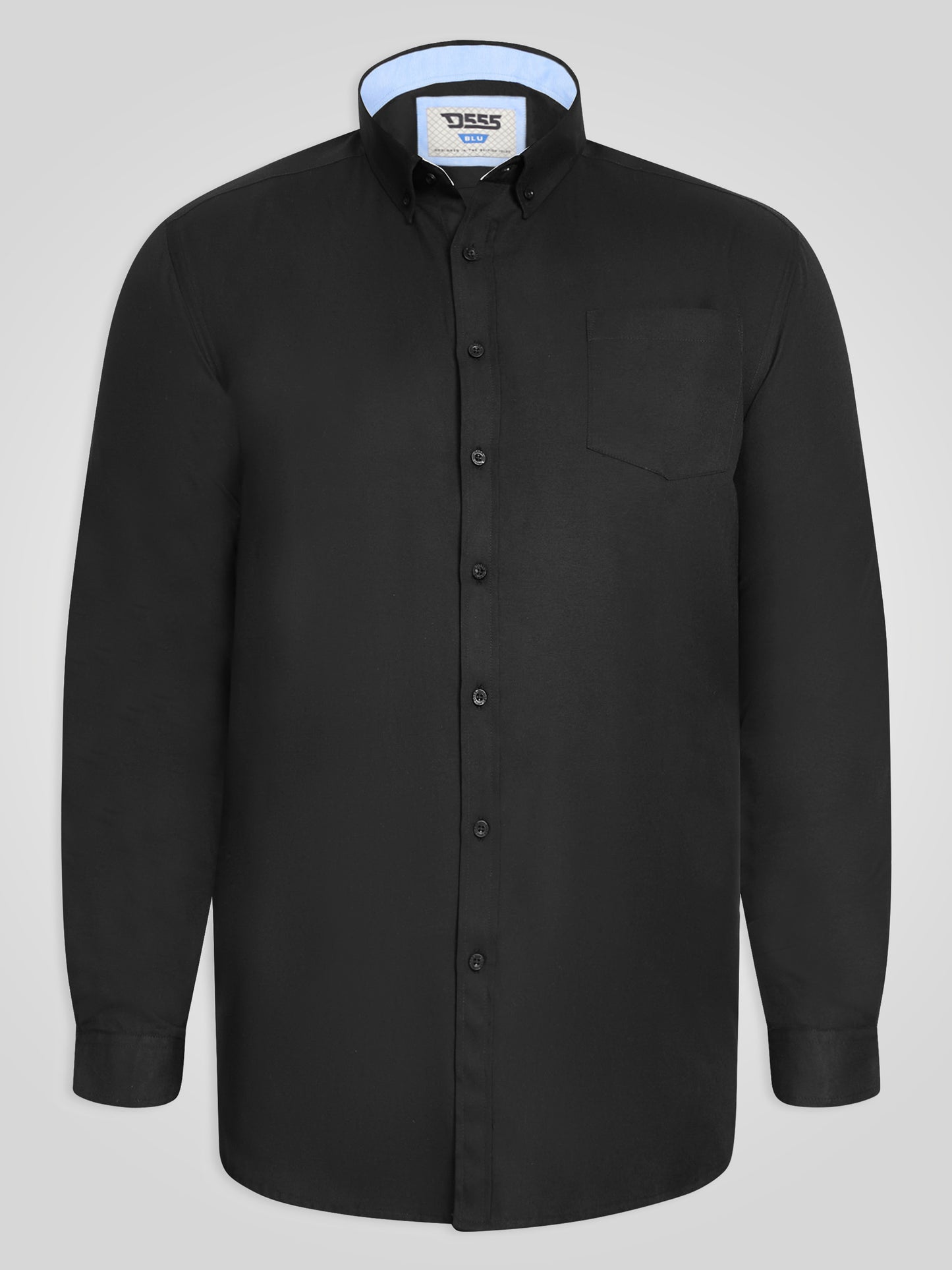 RICHARD -D555 Black Classic Oxford Long Sleeve Button Down Shirt with Pocket