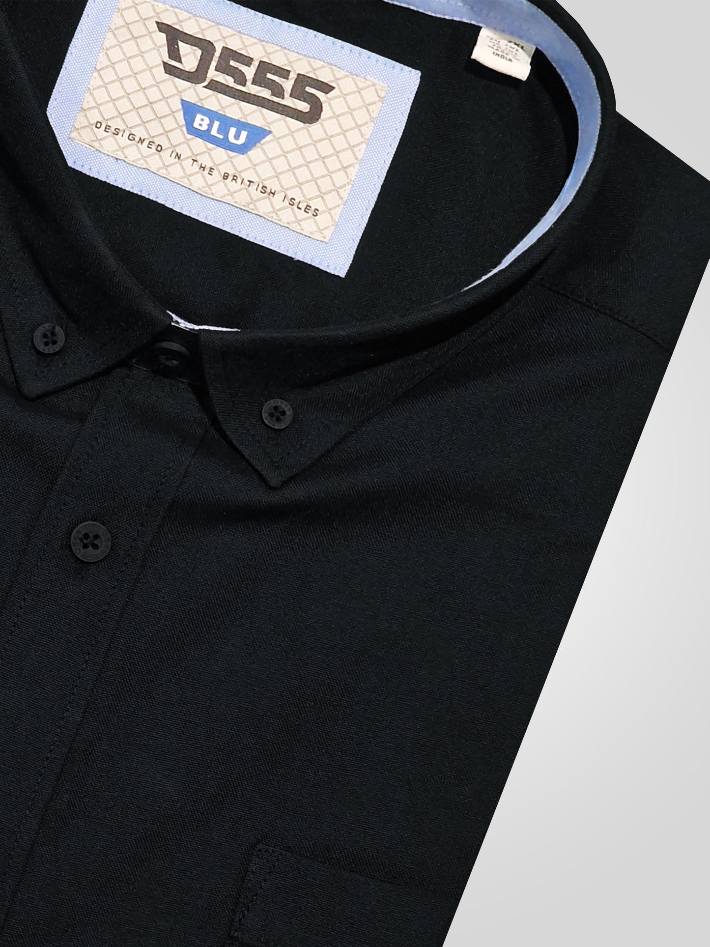 RICHARD -D555 Black Classic Oxford Long Sleeve Button Down Shirt with Pocket