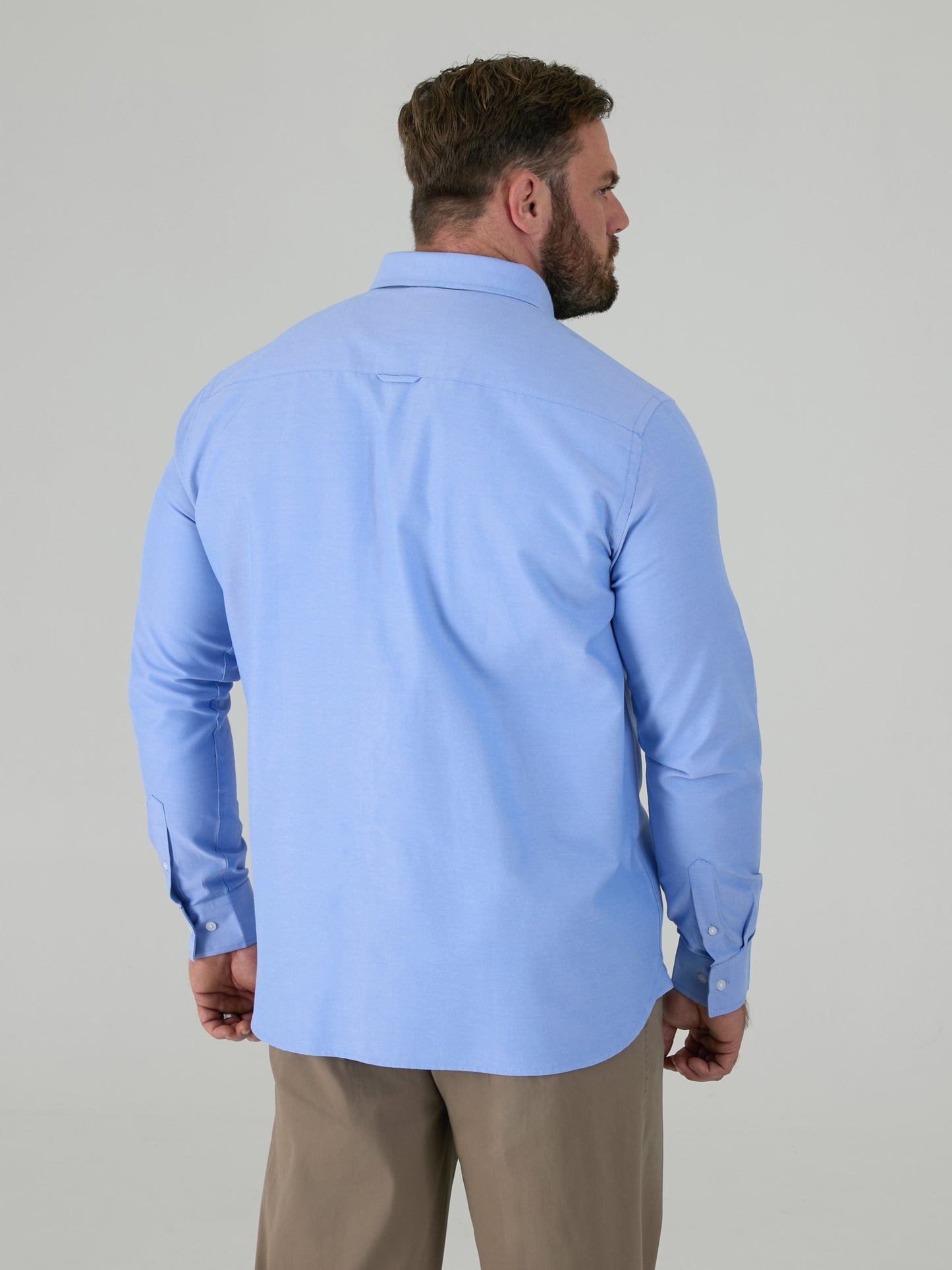 RICHARD -D555 Sky Blue Classic Oxford Long Sleeve Button Down Shirt with Pocket